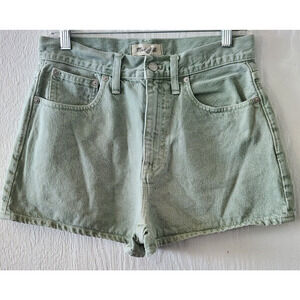 Madewell Light Green Denim The Mom Jean Short Size 28 (C1)
